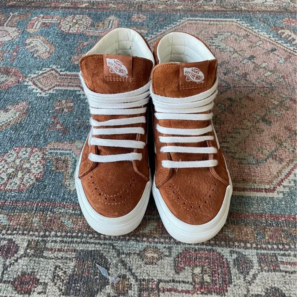 Womens Vans Sk8 Hi tops sneaker Color Theory Rust Orange Suede High Tops